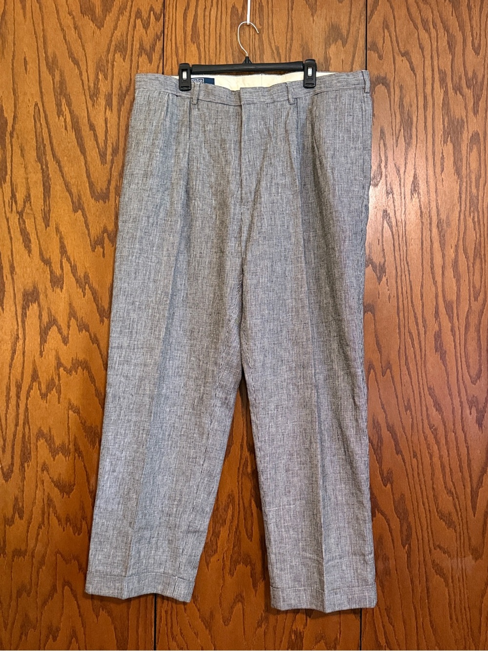 Polo Ralph Lauren Vintage Linen Cotton Houndstooth Trousers 42x32